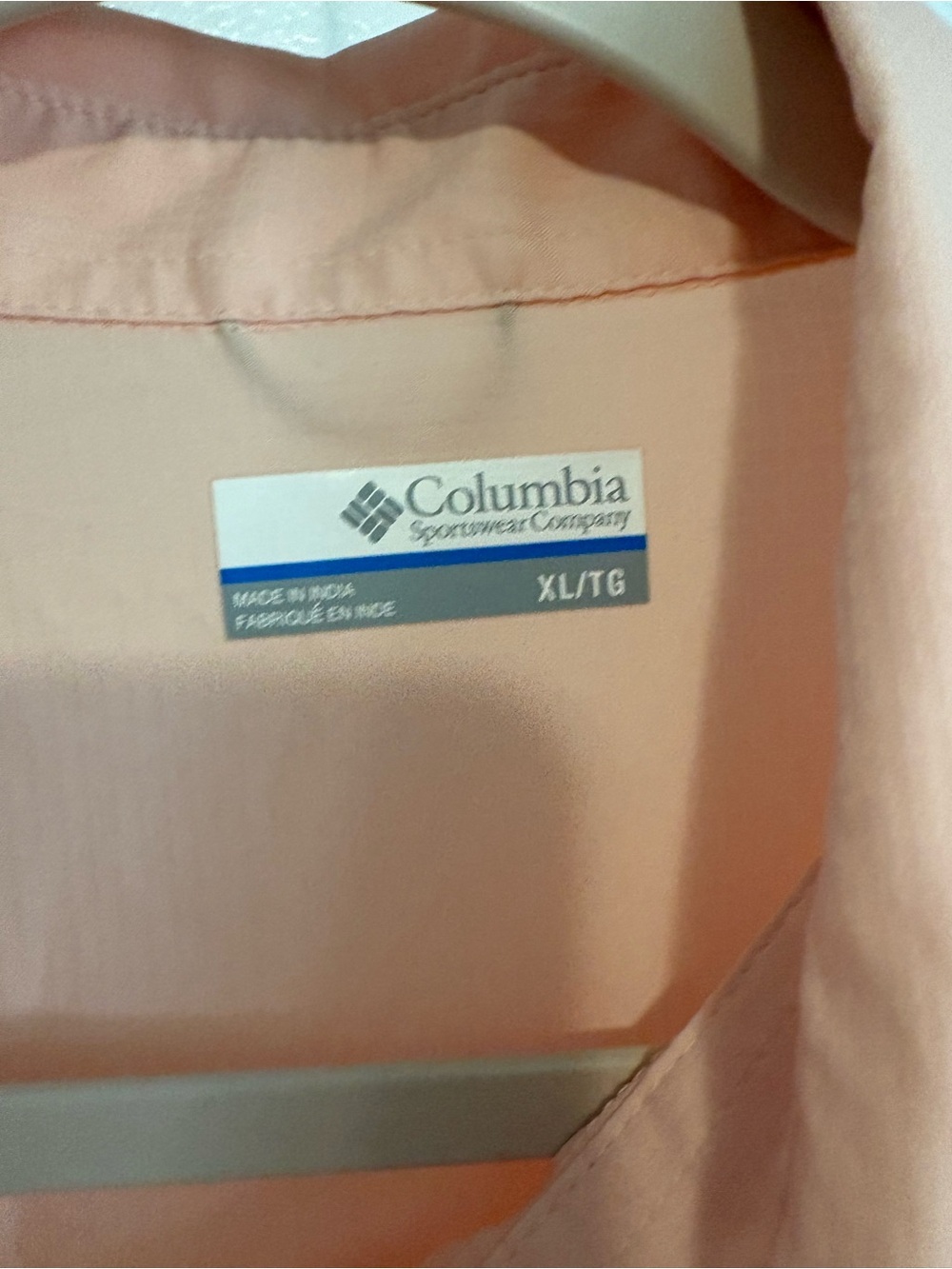 Columbia peach button-down shirt